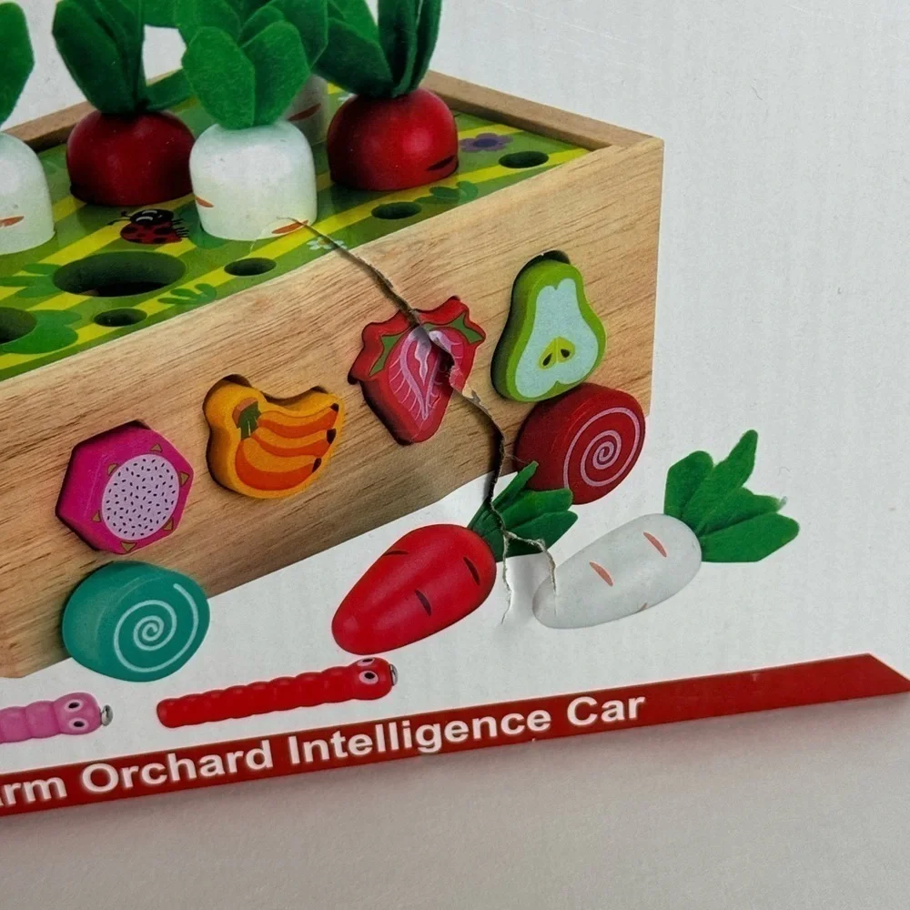 KMTJT Toddlers Wooden Toys Farm Orchard Intelligence Car New Open Box